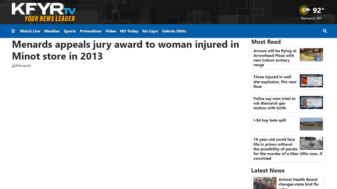 Menards appeals jury award to woman injured in Minot store in 2013